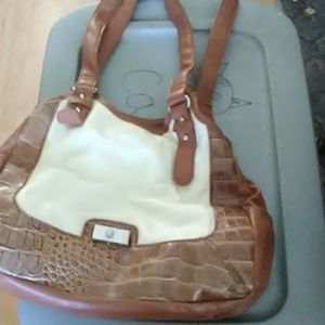 Brow and white purse